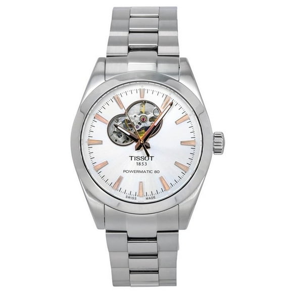 Tissot T-Classic Gentleman Powermatic 80 Silver Open Heart Dial Automatic T127.407.11.031.01 100M Men's Watch