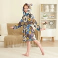 thumbnail image 2 of FORMRS Kids Bathrobe Unisex Hooded Robe Toddler Pajamas Sleepwear, Size 4-6T, Beige Flowers, 2 of 7