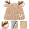 thumbnail image 5 of Gorro de punto grueso para niños Astas Gorro de lana cálido Gorro de punto para bebé (Caqui adecuado para bebés de 3 a 24 meses), 5 of 5
