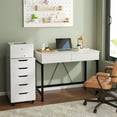 thumbnail image 6 of PetFurnishn Small Computer Desk with Drawers, 39.4 Inch Home Office Desks with Storage, Simple Modern Kids Desk, Vanity Desk for Bedroom, Work Study Writing Desk Table for Small Spaces-39 inch-White, 6 of 10