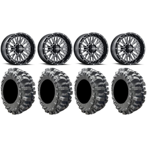 ITP Momentum 14" Wheels Milled 27" Bogger Tires Kawasaki Mule Pro FXT