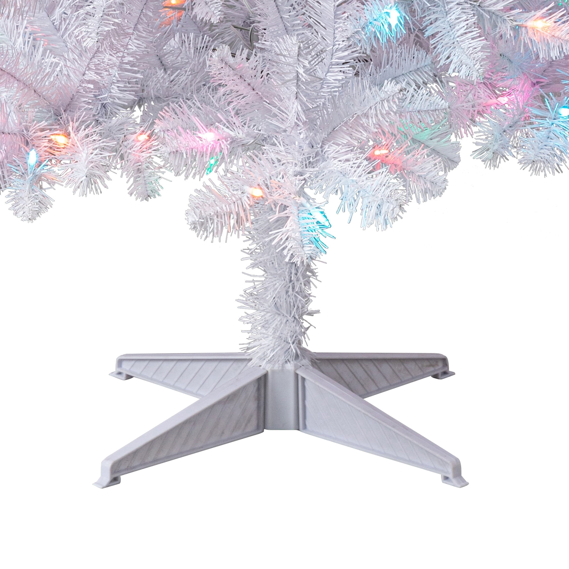 6.5' Pre-Lit Madison Pine White Artificial Christmas Tree with Color-Changing LED Lights and Stand, by Holiday Time