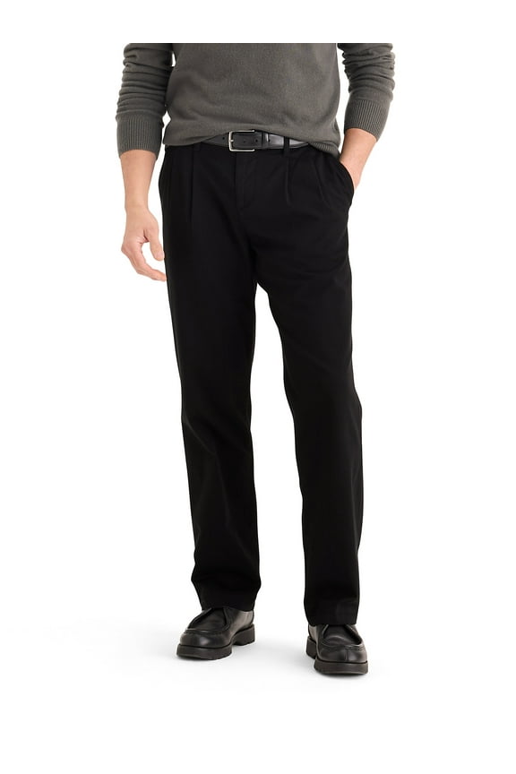 Men's Straight Fit Pleated Casual Chino Pants