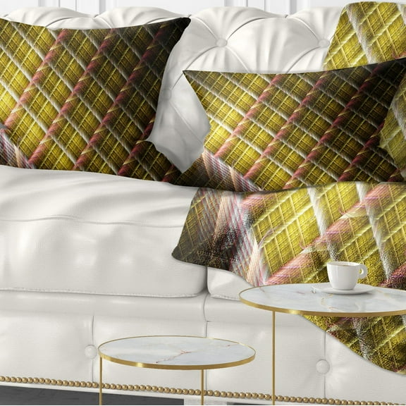 Designart Brown Metal Protective Grids - Abstract Throw Pillow - 12x20