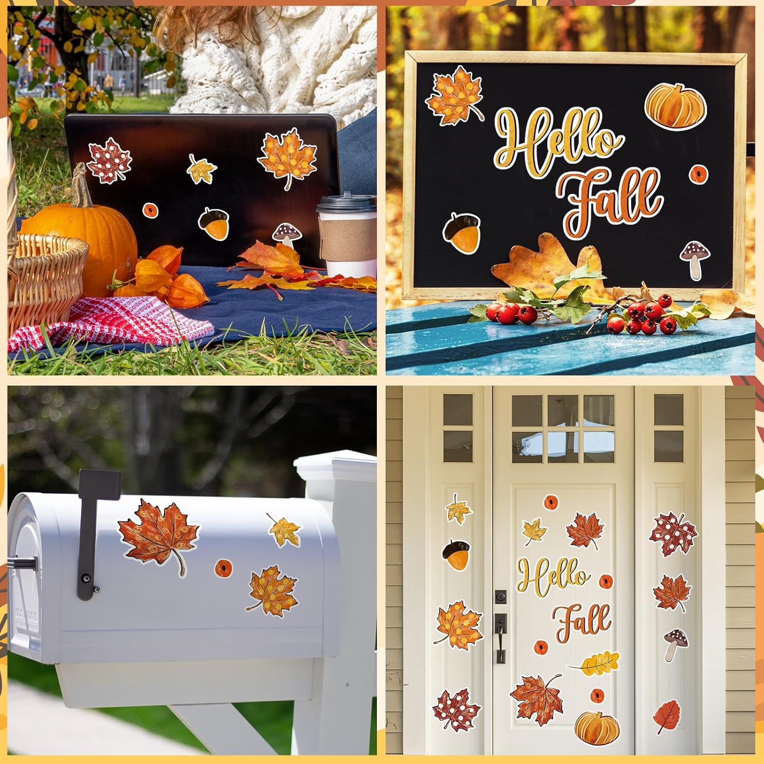 GBBG 24 Pcs Fall Leaves Garage Magnets Decoration Maple Leaf Pumpkin Garage Door Decals Hello Autumn Magnetic Refrigerator Stickers for Thanksgiving Harvest Party Home