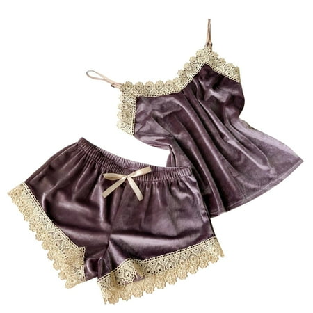 

XINSHIDE Underwear Suede Lingerie Underwear Sleepwear Nightdress Pajamas Shorts Embroidery Female Intimates