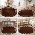 thumbnail image 5 of Chocolate Brown Round Living Room Rugs 4 ft, Brown Morocco Printed Border Modern Rustic Washable Area Rug with Non-Slip Sturdy Edge Binding Round Carpet for Entryway Kitchen Bedroom Bathroom, 5 of 9