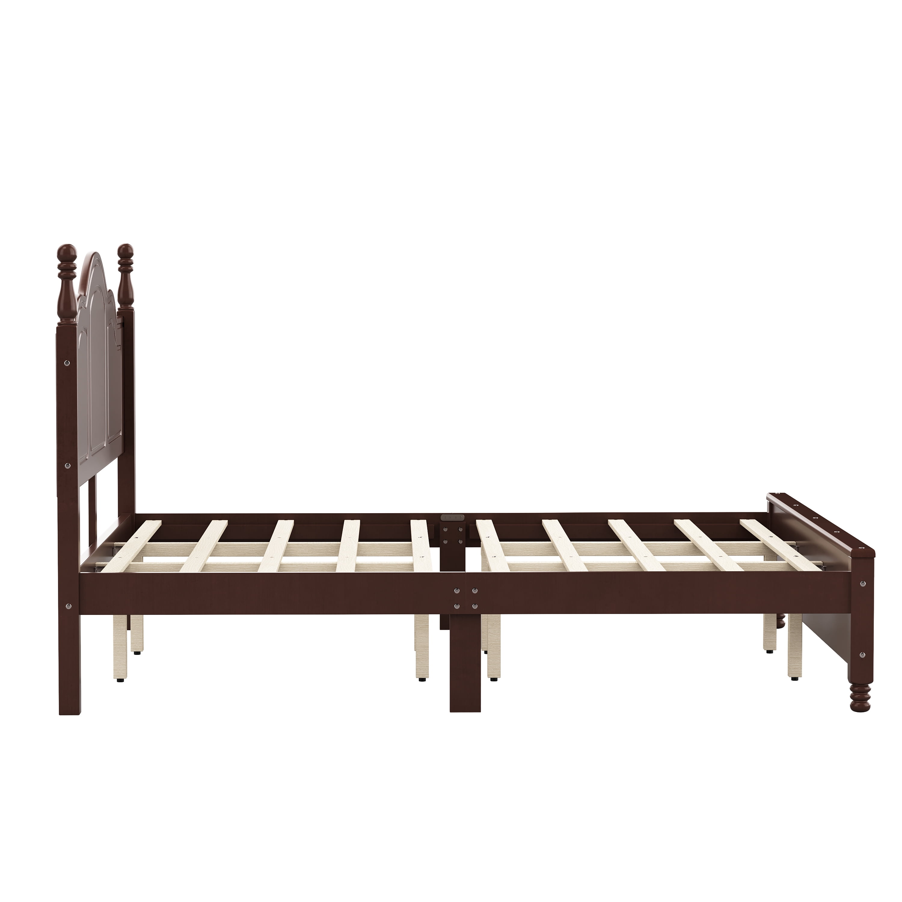 Euroco Wood King Size Platform Bed, Dark Walnut