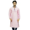 thumbnail image 2 of Atasi Designer Men's Pink Party Wear Kurta Pyjama Set Long Dupion Shirt-Medium, 2 of 5