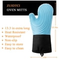 thumbnail image 2 of reduced price！high-heat resistant oven mitts,long flexible gloves with quilted lining,extra long design,kitchen cooking mitts,perfect for baking & grilling,guantes de horno|plastic,blue, 2 of 5