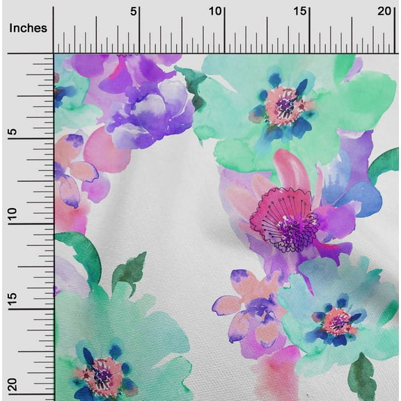 oneOone Cotton Poplin Twill Mint Green Fabric Flower Watercolor Quilting Supplies Print Sewing Fabric By The Yard 56 Inch Wide