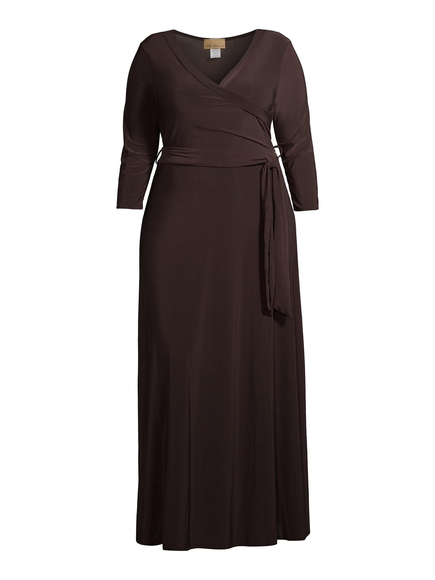 Ella Samani Plus Size Wrap Dress with ¾-Sleeves