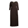 thumbnail image 6 of Ella Samani Plus Size Wrap Dress with ¾-Sleeves, 6 of 6