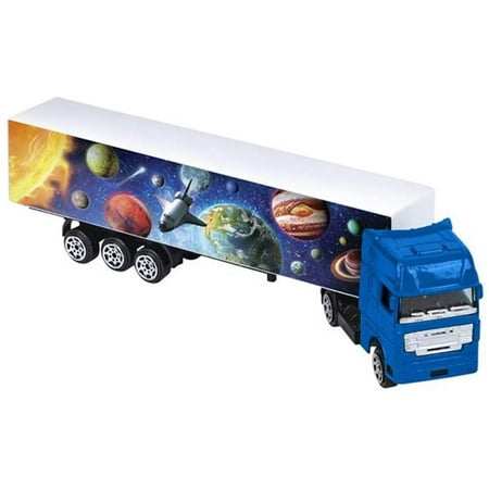 Gold Toy Space Tractor Trailer for Kids, 7.5 Inch Truck for Boys and Girls with Space-Themed Images, Cool Galaxy and Astronaut Party Decorations, Best Birthday Gift for (Images Of The Best Cars)