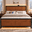 Walnut, variant on Rustic Bed Frame Queen Size with Barn Door Headboard, LED Bed Frame with Charging Station, Industrial Platform Metal Bed Frames, No Box Spring Needed, Easy Assembly, White