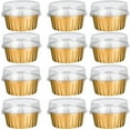thumbnail image 3 of Tazas de Postre Con Tapas, Paquete de 75 Soportes para Tazas para Hornear de Papel de Aluminio Dorado, 3 of 5