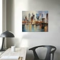 thumbnail image 3 of JRXY Cityscape Canvas Wall Art Abstract Skyline New York City Painting Prints, Modern Brooklyn Bridge Colorful NYC Picture Framed for Bedroom Living Room Home Office Wall Decor, 20x16 inch 20x16in, 3 of 4