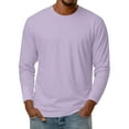 thumbnail image 2 of Dresfit Big and Tall Shirts Men Long Sleeve Thermal Tops Fall Plain Solid Color Crew Neck Muscle Shirt 2025 Slim Fit Knit Loose Fit Pullover Tops Light Purple 4XL, 2 of 7