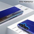 thumbnail image 5 of Phone Case for Samsung Galaxy A14 Case, Smart Clear View Window Luxury Slim Mirror for Galaxy A14 Case with Kickstand, Leather Hard PC Flip Shockproof Protective Cover Samsung A14 5G Case, Blue, 5 of 14