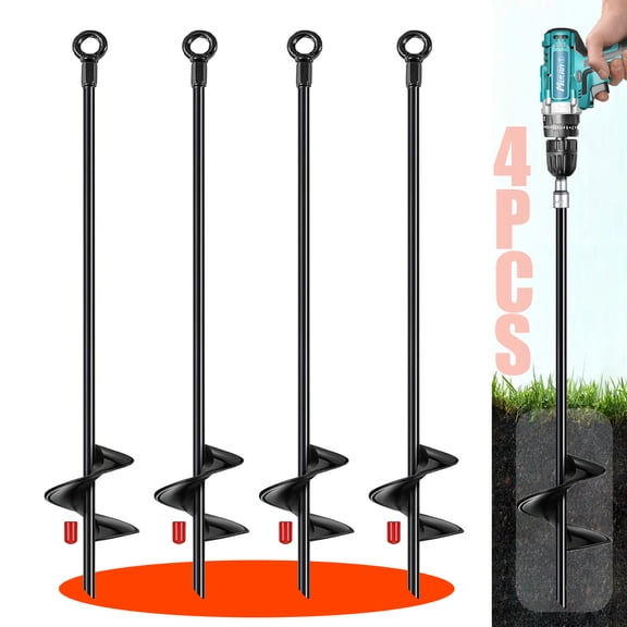 18 inch Ground Anchors Srew in Heavy Duty, Earth Shed Anchor Kit, Trampoline Stake Hook for Dirt, Swing Sets, Playset, Tent, Canopy, Carport, Mobile Home Tie Down, 6 Pack