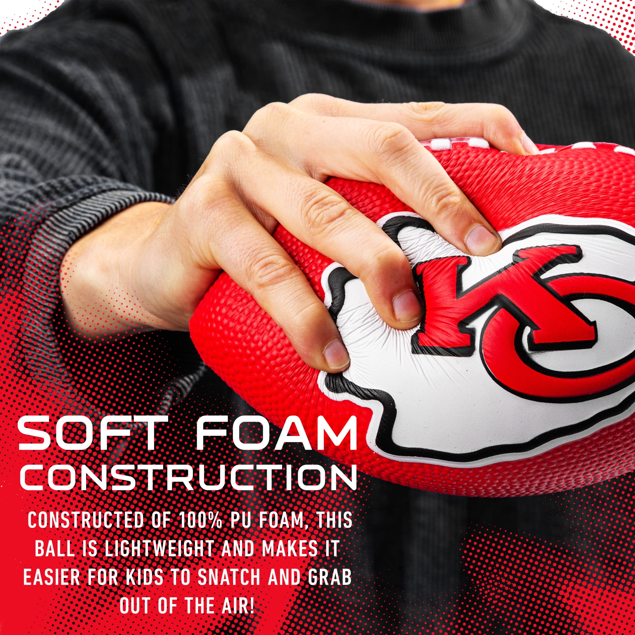 Franklin Sports NFL Kansas City Chiefs Football - Kids Foam Football - Soft Football - Mini Size - Perfect for Gameday - 8.5" 3D logos!