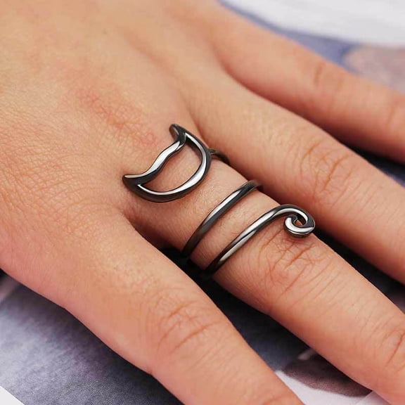 Fashion Women Wrapped Smooth Cute Cat Ring