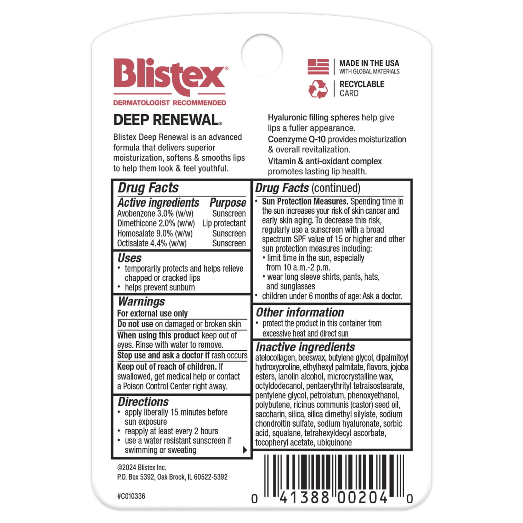 (2 pack) Blistex Deep Renewal Ani-Aging and Moisturizing Lip Balm with SPF 15