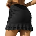 thumbnail image 6 of gdxvjhbj Women's Low Waisted Ruched Ruffle Mini Swim Skirts with Hipster Bikini Bottoms Tummy Control Swimsuit (Black,S), 6 of 7