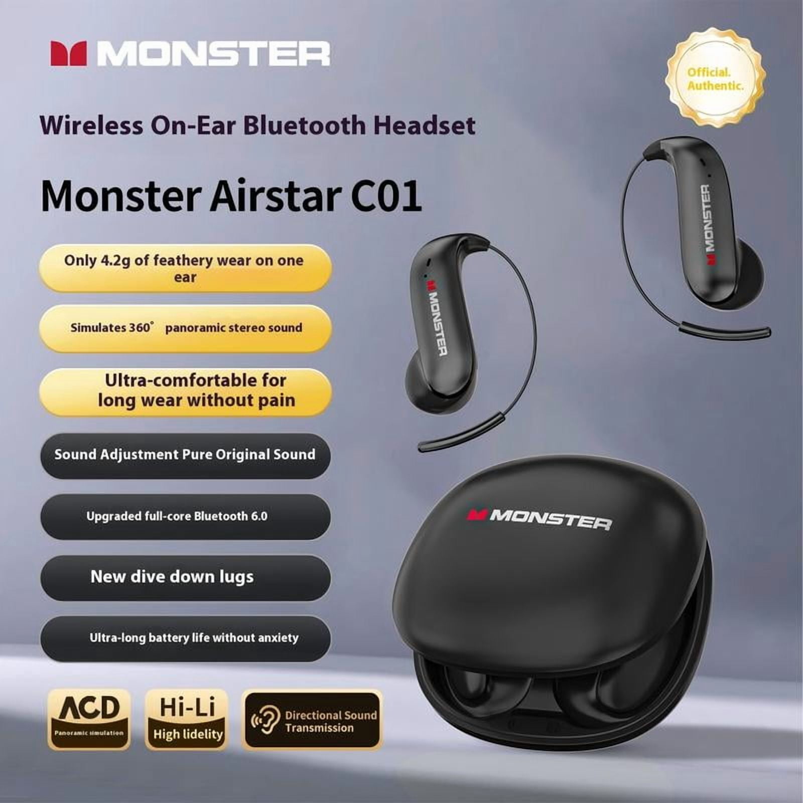 Monster Ear Buds - Bluetooth Headphones with Zero‑Gravity Titanium Ear‑Hook Design, Noise Isolation, 145H Playtime Wireless Earbuds Headset Bluetooth 6.0, IPX5 Waterproof & Sweatproof, Ideal for