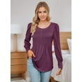 thumbnail image 5 of Weardear Women's Long Puff Sleeve Tunic Tops Pleated Crew Neck Blouses Dressy Casual Fall Blouses, 5 of 8