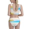 thumbnail image 3 of Bixox Coconut Palm Tree on Beach Pattern Two-Piece Sports Bikini with U-Shaped Top and High-Waist Bottom - Women's Swimwear with Removable Bra Pads, 3 of 7