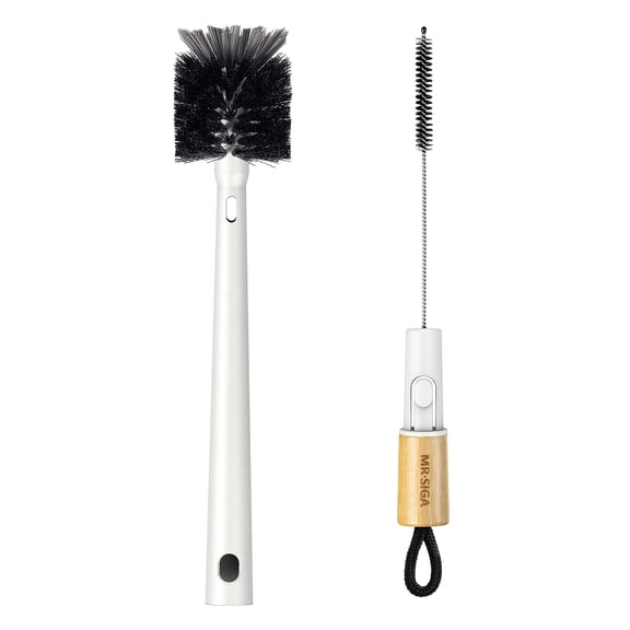 MR.SIGA 2 in 1 Water Bottle Brush & Straw Cleaner Brush with Bamboo Handle