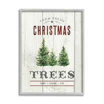 Stupell Industries Fresh Christmas Trees Country Advertisement Rustic Pattern Holiday Painting Gray Framed Art Print Wall Art, 16 x 20