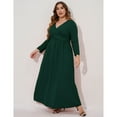 thumbnail image 3 of Women's Plus Size Long Dress Short Sleeve V Neck Empire Waist Beach Party Dresses, 3 of 5