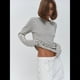 thumbnail image 4 of Camiseta de Larga A Rayas para Mujer, Cuello Redondo, Corte Holgado Gris S, 4 of 10