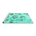 thumbnail image 2 of Ahgly Company Machine Washable Indoor Round Abstract Turquoise Blue Modern Area Rugs, 4' Round, 2 of 4