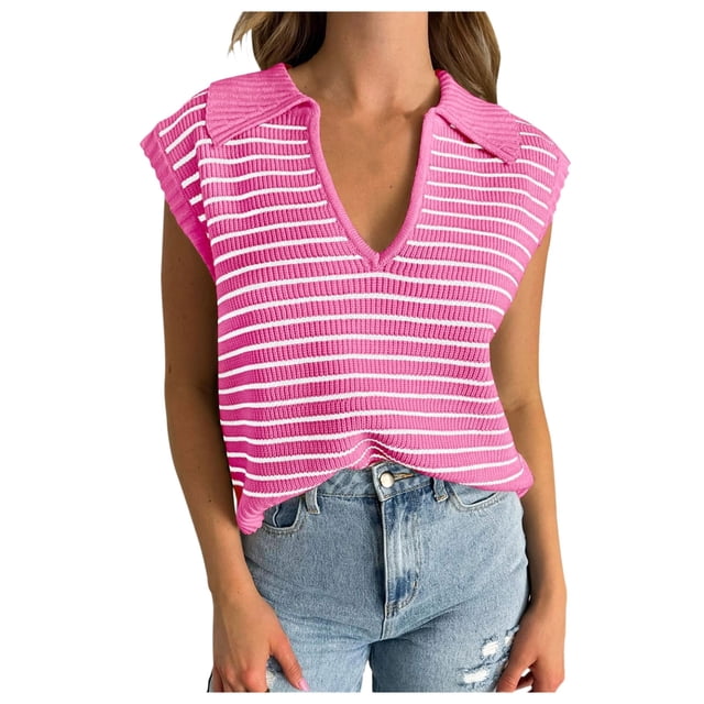 HNMKIU Tank Tops Women Summer Sweaters For Women V Neck Cap Sleeve Tops Sleeveless Spring Clothes