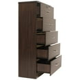 thumbnail image 3 of Pemberly Row Contemporary 5-Drawer Engineered Wood Tall Chest Dresser in Tobacco, 3 of 4