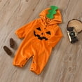 thumbnail image 4 of Toddler Baby Boys Girls Halloween Clothes Pumpkin Face Print Romper Long Sleeve Hoodie Outfit Set, 4 of 9