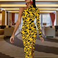 thumbnail image 4 of Caution Tape Half Dleeve Split Dress sexy dress summer dresses for women, 4 of 6