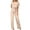 #01Beige, variant on Women Dressy Jumpsuits Short Sleeve Belted Wide Leg Pant Crew Neck Elegant Romper Red S