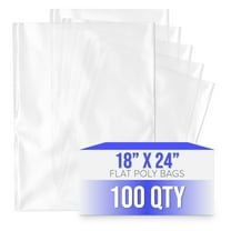18" x 24", 1 Mil LDPE Clear Poly Bags, Pack of 100