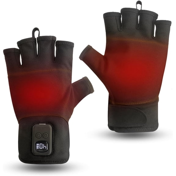 Uncn Heated Fingerless Gloves Touchscreen Digital Display 3 Heat Levels 4 Time Settings Rechargeable Winter Warm Gloves