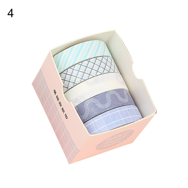 5 Rolls/Set Tape Stylish Bright-colored Washi Exquisite Wide Application Scrapbooking  Tape for Handicraft Blue Washi 