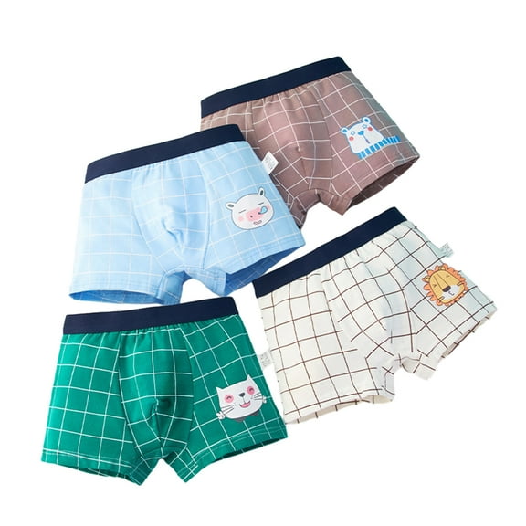 Godderr 2-12Y Boys Printed Boxer Briefs for Baby Toddler Kids Skin-Friendly Pure Cartoon Shorts 4PCS Soft Cotton Boxer Briefs Stretch Underwear