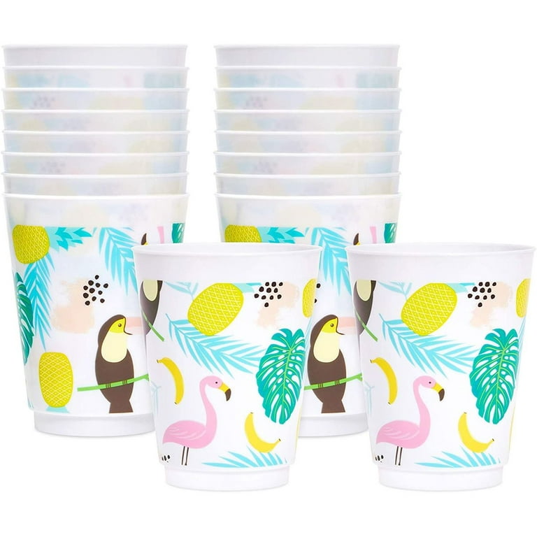 Drinking Glasses 4 Pink Flamingo Tropical 16oz Plastic Patio Pool Party