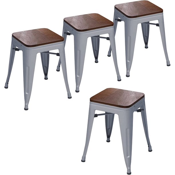 Andeworld 18 inch Stools Metal Dining Chairs Set of 4 Stackable Kids