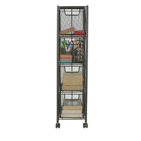 Mind Reader 4 Drawer Cart, Rolling Mesh Office Cart, Metal Storage, Drawers, File Storage Cart, Utility Cart, Office Storage, Heavy Duty Multi-Purpose Cart,