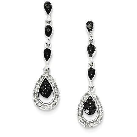 Ice Carats 925 Sterling Silver Black White Diamond Teardrop Post Ice Carats 925 Sterling Silver Black White Diamond Teardrop Post Stud Drop Dangle Chandelier Earrings Fine