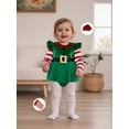 thumbnail image 3 of Miaouyo Infant Baby Girls Christmas Fall Outfit 0 3 6 12 18 Months Long Sleeve Romper + Hat + Striped Socks Clothes Set, 3 of 9